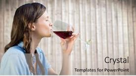  Presentation with wine tasting - Theme with digital composite of woman tasting background and a soft green colored foreground