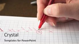  Presentation with check or tick mark - Beautiful presentation theme featuring woman teacher marking a test backdrop and a white colored foreground