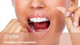  Presentation with dental floss - Audience pleasing presentation consisting of woman teeth with dental floss backdrop and a  colored foreground