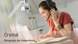  Presentation with personal assistant to director - Slide deck enhanced with woman-telemarking-assistant-working background and a lemonade colored foreground