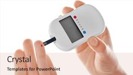  Presentation with diabetes digital - Cool new PPT theme with woman testing glucose level backdrop and a coral colored foreground