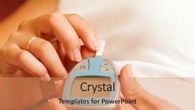  Presentation with testing blood - Slides consisting of woman testing her blood glucose background and a coral colored foreground