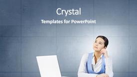  Presentation with project - Colorful presentation design enhanced with woman-thinking-over-her-project backdrop and a ocean colored foreground