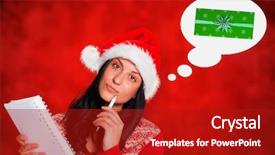  Presentation with paint splatter - PPT layouts having woman thinking what to write against red paint splatter background background and a crimson colored foreground