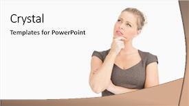  Presentation with face wash woman washing up - Presentation having woman thinking with a finger on her face against white background background and a white colored foreground