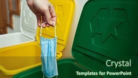  Presentation with mask - Audience pleasing presentation theme consisting of woman-throwing-the-medical-mask backdrop and a forest green colored foreground