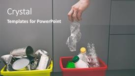  Presentation with plastic bottle - Theme having woman-throws-plastic-bottle background and a gray colored foreground