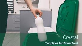  Presentation with plastic bottle - Audience pleasing presentation theme consisting of woman-throws-plastic-bottle backdrop and a ocean colored foreground