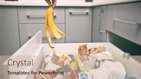  Presentation with garbage - Audience pleasing PPT theme consisting of woman-throws-the-banana-skin backdrop and a soft green colored foreground