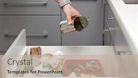  Presentation with container - Slide deck having woman-throws-the-tin background and a mint green colored foreground