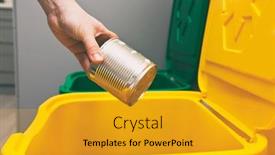  Presentation with container - Audience pleasing theme consisting of woman-throws-the-tin backdrop and a gold colored foreground