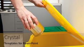  Presentation with three - Cool new presentation design with woman-throws-the-tin backdrop and a gold colored foreground