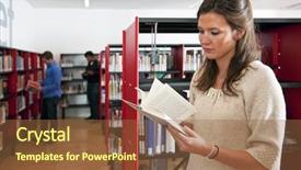  Presentation with flip book - Cool new PPT layouts with woman thumbing through a book backdrop and a tawny brown colored foreground