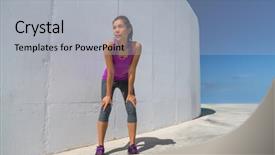  Presentation with cardio - Presentation enhanced with woman tired resting catching breath background and a light gray colored foreground