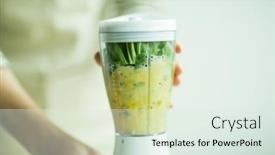  Presentation with smoothie - Amazing presentation theme having woman to make a green smoothie in the mixer backdrop and a sky blue colored foreground