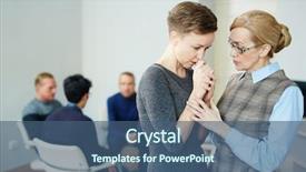  Presentation with group therapy - Audience pleasing presentation theme consisting of woman to stop crying overcome backdrop and a ocean colored foreground