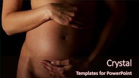  Presentation with pregnant woman cleaning - Slide set enhanced with woman touching her growing pregnant background and a wine colored foreground