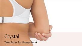  Presentation with real woman hair texture human - Colorful presentation theme enhanced with woman touching her injured elbow backdrop and a coral colored foreground