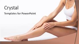  Presentation with white and black woman climbing ladders - Audience pleasing slides consisting of woman touching her own legs backdrop and a pink colored foreground