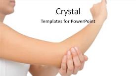  Presentation with white and black woman climbing ladders - Presentation having woman touching her sore elbow background and a white colored foreground