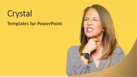  Presentation with sore throat - Colorful slide deck enhanced with woman touching painful neck sore backdrop and a yellow colored foreground
