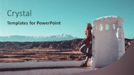  Presentation with granada - PPT theme enhanced with woman-tourist-at-guadix-granada background and a seafoam green colored foreground