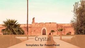  Presentation with morocco - Slide set enhanced with woman-tourist-at-marrakesh background and a coral colored foreground