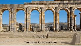  Presentation with morocco - Slides featuring woman-tourist-enjoying-beautiful-volubilis background and a coral colored foreground