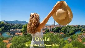  Presentation with switzerland - Slide set enhanced with woman-tourist-in-bern-tourism background and a tawny brown colored foreground