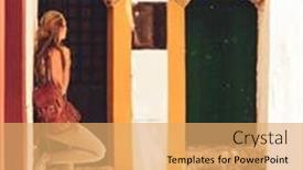  Presentation with cordoba - PPT layouts consisting of woman-tourist-in-cordoba-typical background and a yellow colored foreground