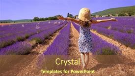  Presentation with lavender - PPT layouts consisting of woman-tourist-in-france-lavender background and a tawny brown colored foreground