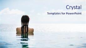  Presentation with hotel resort - Beautiful theme featuring woman tourist in infinity pool backdrop and a sky blue colored foreground