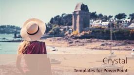  Presentation with saint - PPT theme enhanced with woman-tourist-in-saint-malo and a lemonade colored foreground