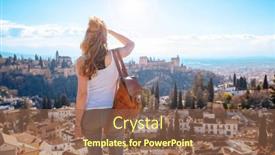  Presentation with arabic woman - Theme with woman-tourist-looking-at-ancient background and a violet colored foreground