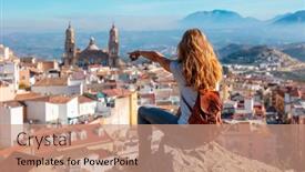  Presentation with woman in agriculture - Slides consisting of woman-tourist-looking-at-cathedral background and a coral colored foreground