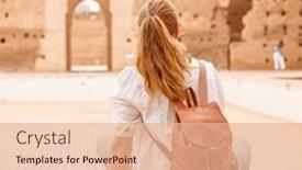  Presentation with morocco - Slides with woman-tourist-looking-at-el background and a lemonade colored foreground