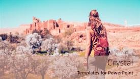  Presentation with morocco - PPT layouts featuring woman-tourist-looking-at-fortified background and a  colored foreground