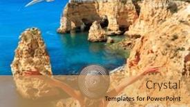  Presentation with algarve - Presentation with woman-tourist-looking-at-impressive background and a yellow colored foreground