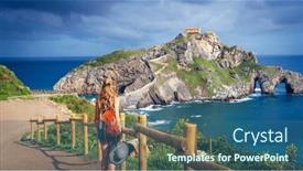  Presentation with view of al aqsa mosque - PPT layouts with woman-tourist-looking-at-impressive background and a  colored foreground