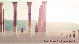  Presentation with morocco - Theme featuring woman-tourist-looking-at-volubilis background and a lemonade colored foreground