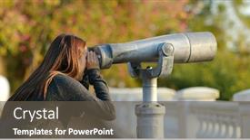  Presentation with binocular - Theme enhanced with woman-tourist-looking-though background and a tawny brown colored foreground
