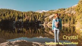  Presentation with rocky - PPT theme consisting of woman tourist near bear lake at autumn in rocky mountain national park colorado usa background and a tawny brown colored foreground