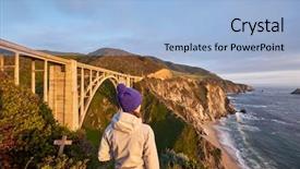  Presentation with near furnace creek in death - Slides consisting of woman tourist near bixby creek background and a light blue colored foreground