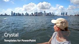  Presentation with miami - Amazing slides having woman tourist on miami cruise backdrop and a dark gray colored foreground