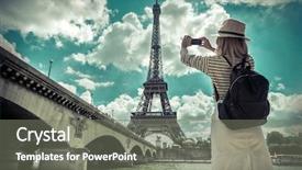  Presentation with woman world - Audience pleasing slide deck consisting of woman tourist selfie near backdrop and a gray colored foreground