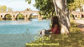  Presentation with ancient roman - Presentation theme consisting of woman-tourist-sitting-and-looking background and a tawny brown colored foreground