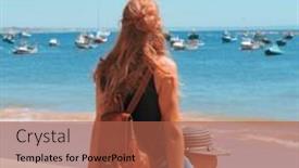  Presentation with atlantic - Presentation theme consisting of woman-tourist-sitting-looking background and a red colored foreground