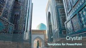  Presentation with uzbekistan - Audience pleasing PPT layouts consisting of woman-tourist-stands-near backdrop and a ocean colored foreground