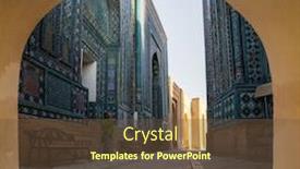  Presentation with building uzbekistan - Beautiful slide set featuring woman-tourist-stands-near backdrop and a tawny brown colored foreground