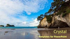  Presentation with tide - Amazing slide set having woman-tourist-taking-pictures backdrop and a tawny brown colored foreground